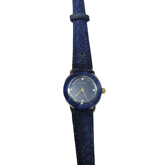 Ladies All Blue 22mm Edison Quartz Watch Runs Well New Battery main image 2